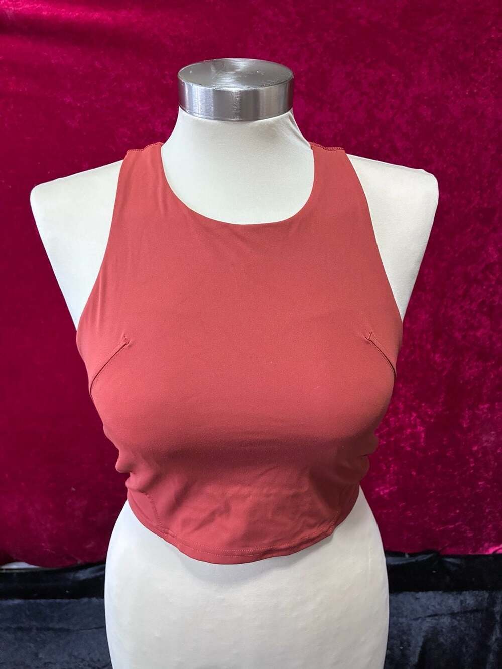 Lululemon High Neck Crop Tank Top Racerback Rust Red Sz 6